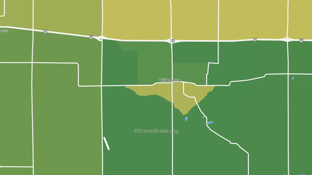 Williamsburg, IA Map of Vehicle Theft Rates