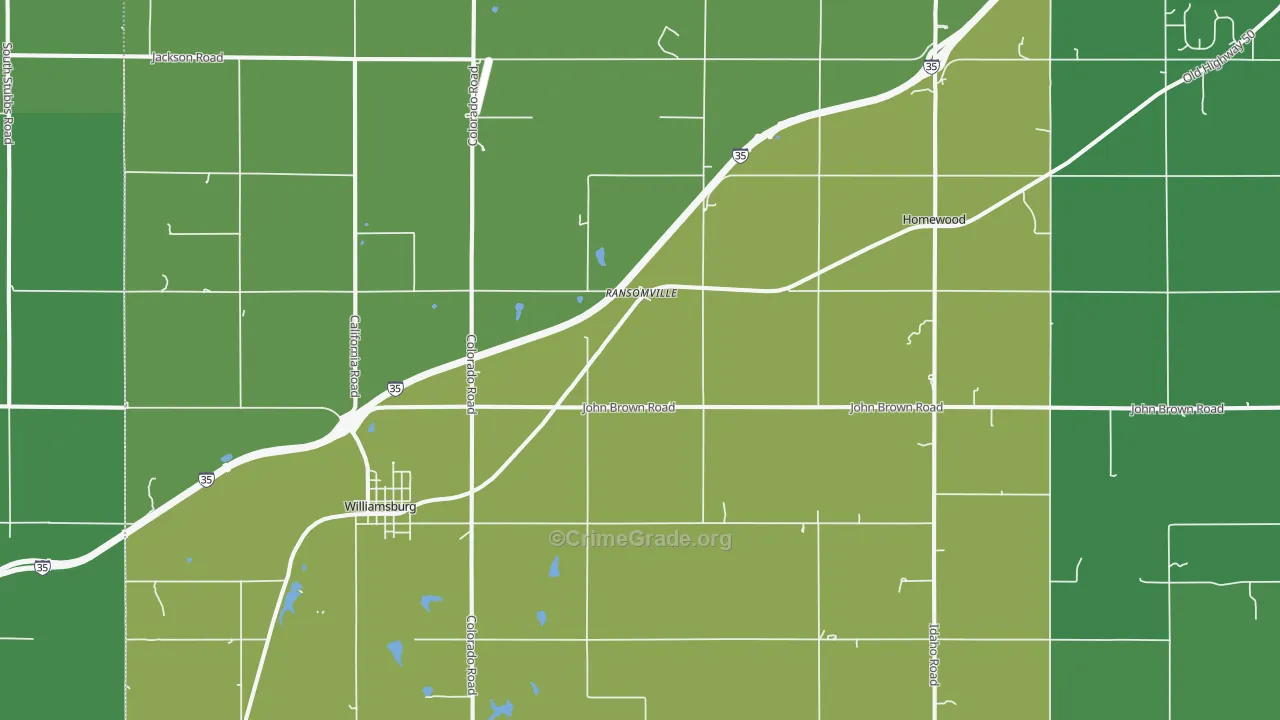 Williamsburg, KS Map of Vehicle Theft Rates