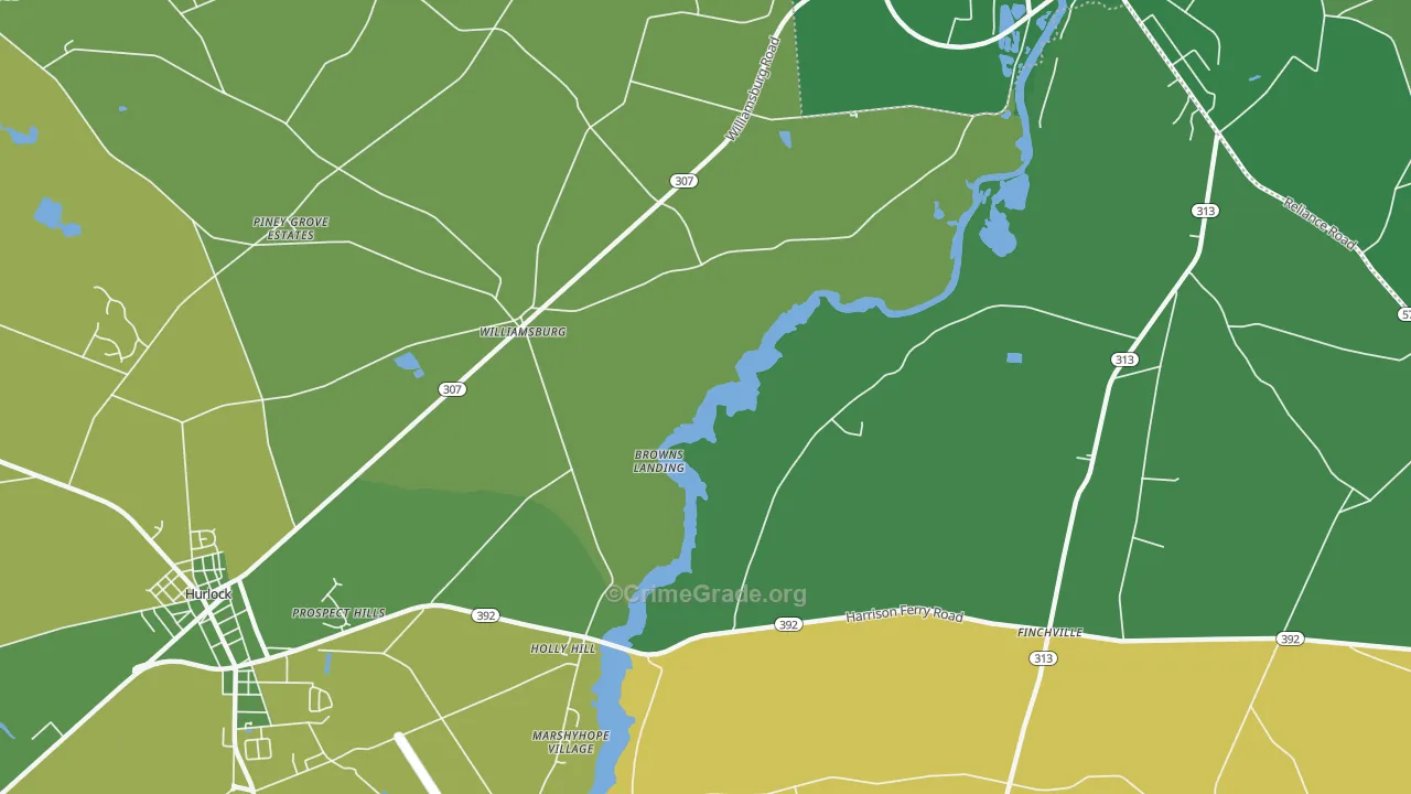 Williamsburg, MD Map of Vehicle Theft Rates