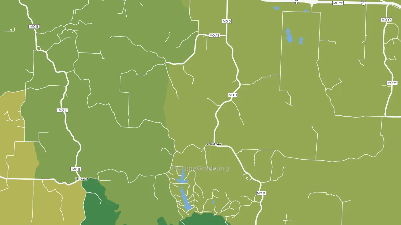 Williamsburg, MO Map of Vehicle Theft Rates