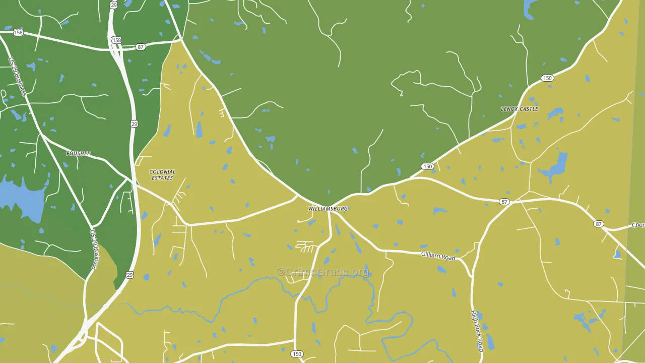 Williamsburg, NC Map of Vehicle Theft Rates