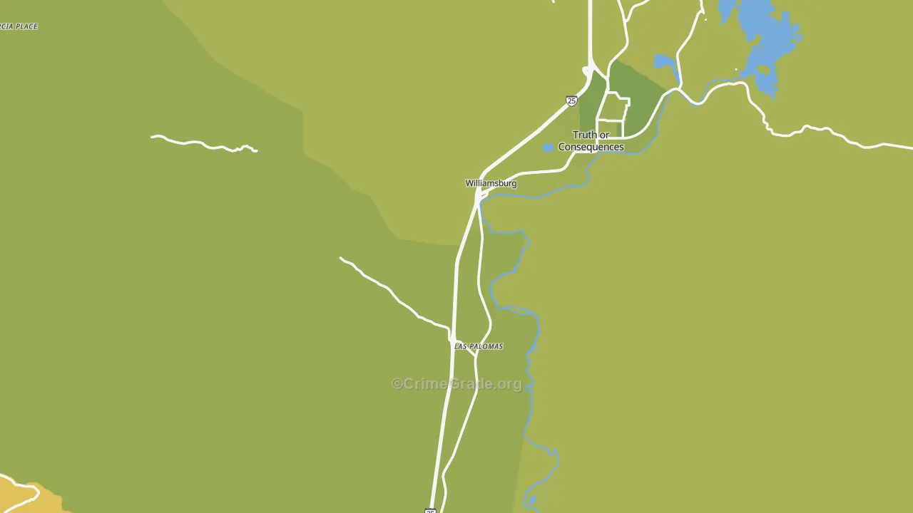 Williamsburg, NM Map of Vehicle Theft Rates