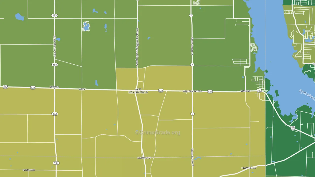 Williamsfield, OH Map of Vehicle Theft Rates