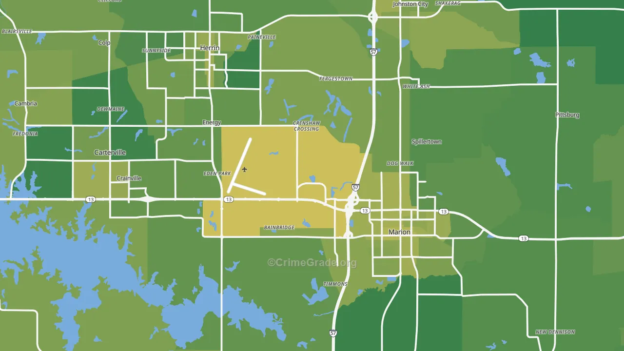 Williamson County, IL Map of Vehicle Theft Rates