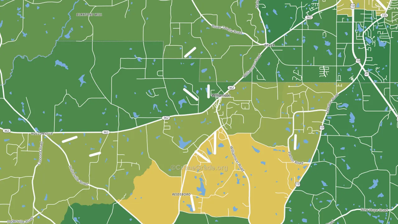 Williamson, GA Map of Vehicle Theft Rates