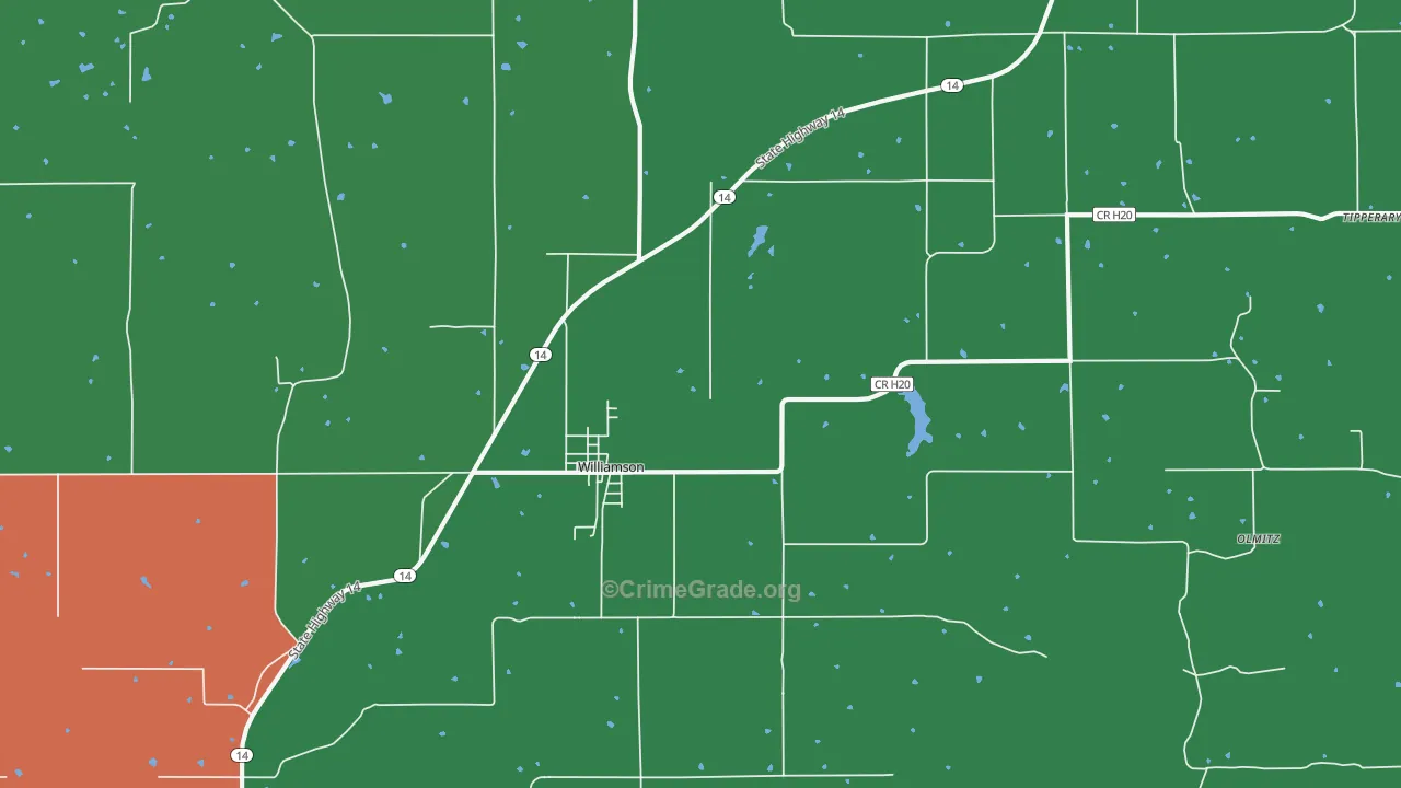 Williamson, IA Map of Vehicle Theft Rates