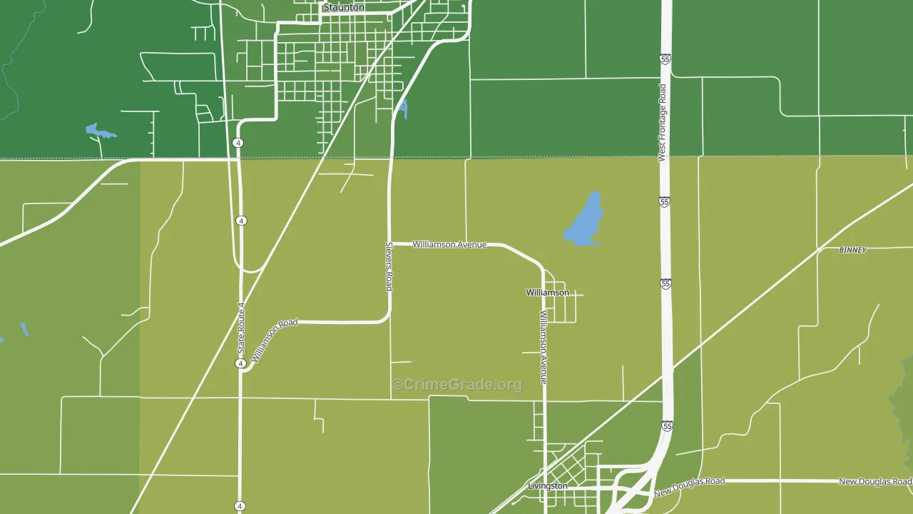 Williamson, IL Map of Vehicle Theft Rates