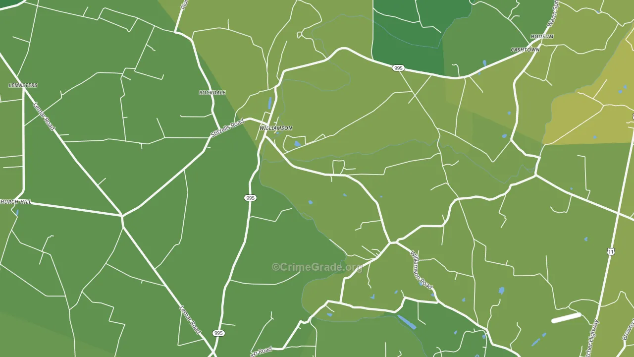 Williamson, PA Map of Vehicle Theft Rates