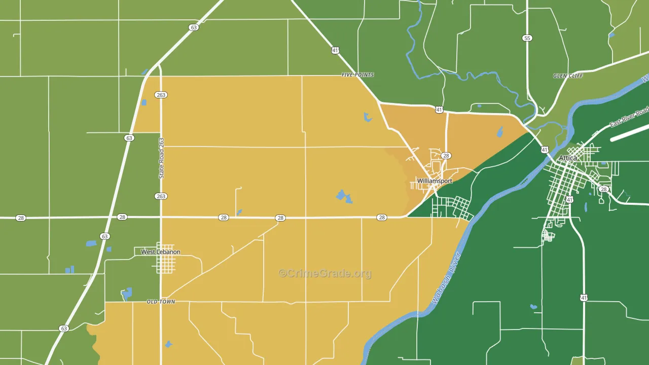 Williamsport, IN Map of Vehicle Theft Rates