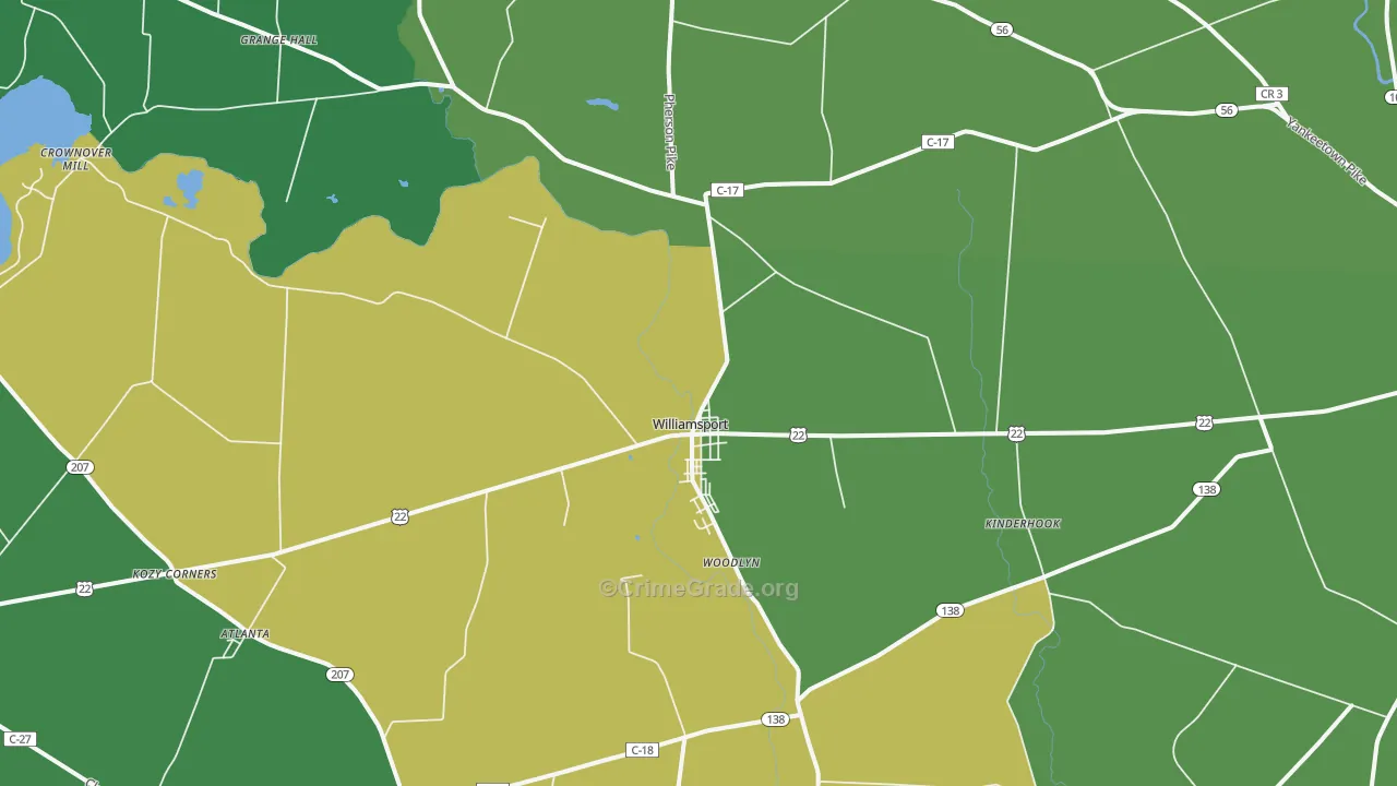 Williamsport, OH Map of Vehicle Theft Rates