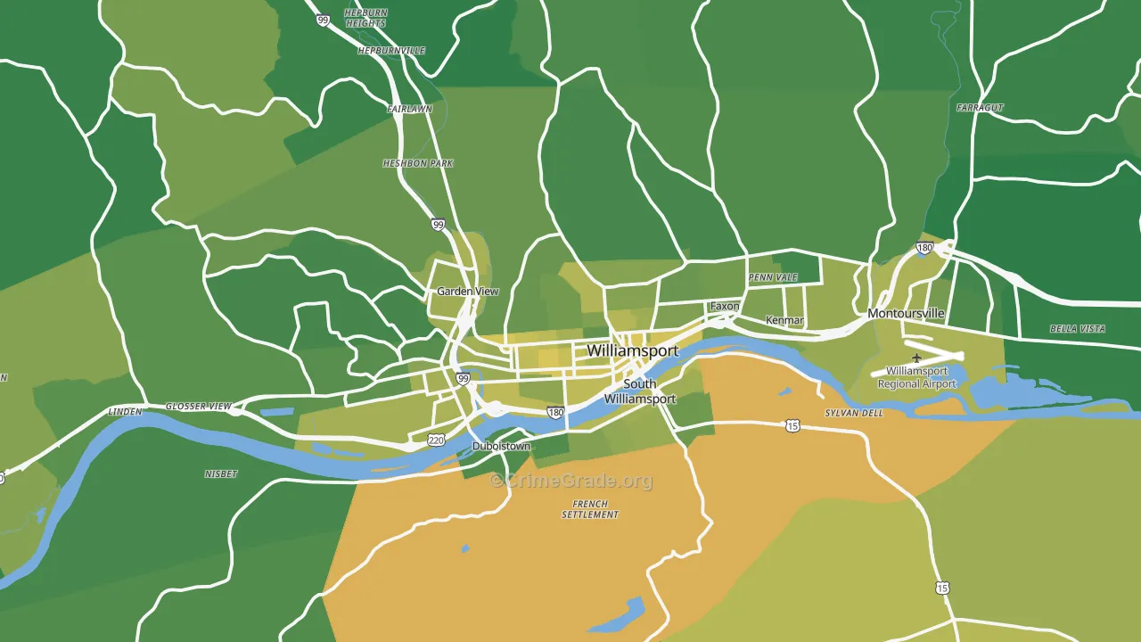 Williamsport, PA Map of Vehicle Theft Rates