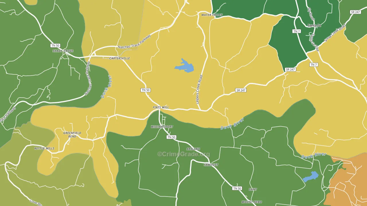 Williamsport, TN Map of Vehicle Theft Rates