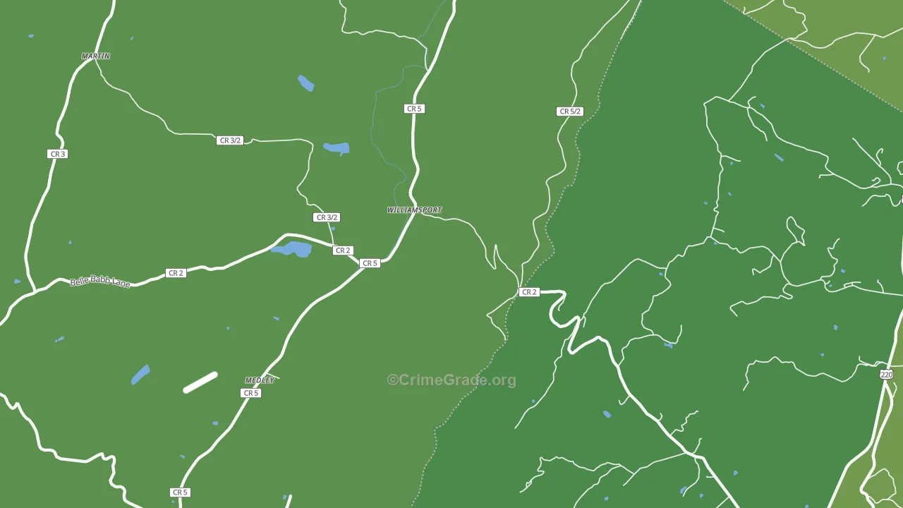 Williamsport, WV Map of Vehicle Theft Rates
