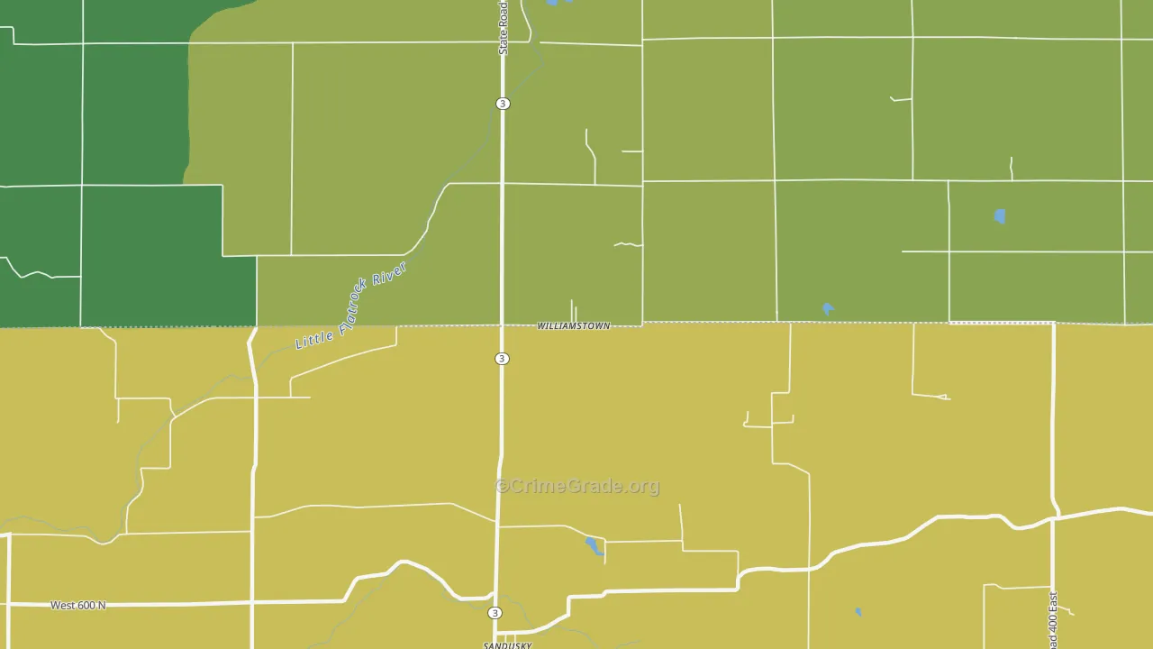 Williamstown, IN Map of Vehicle Theft Rates