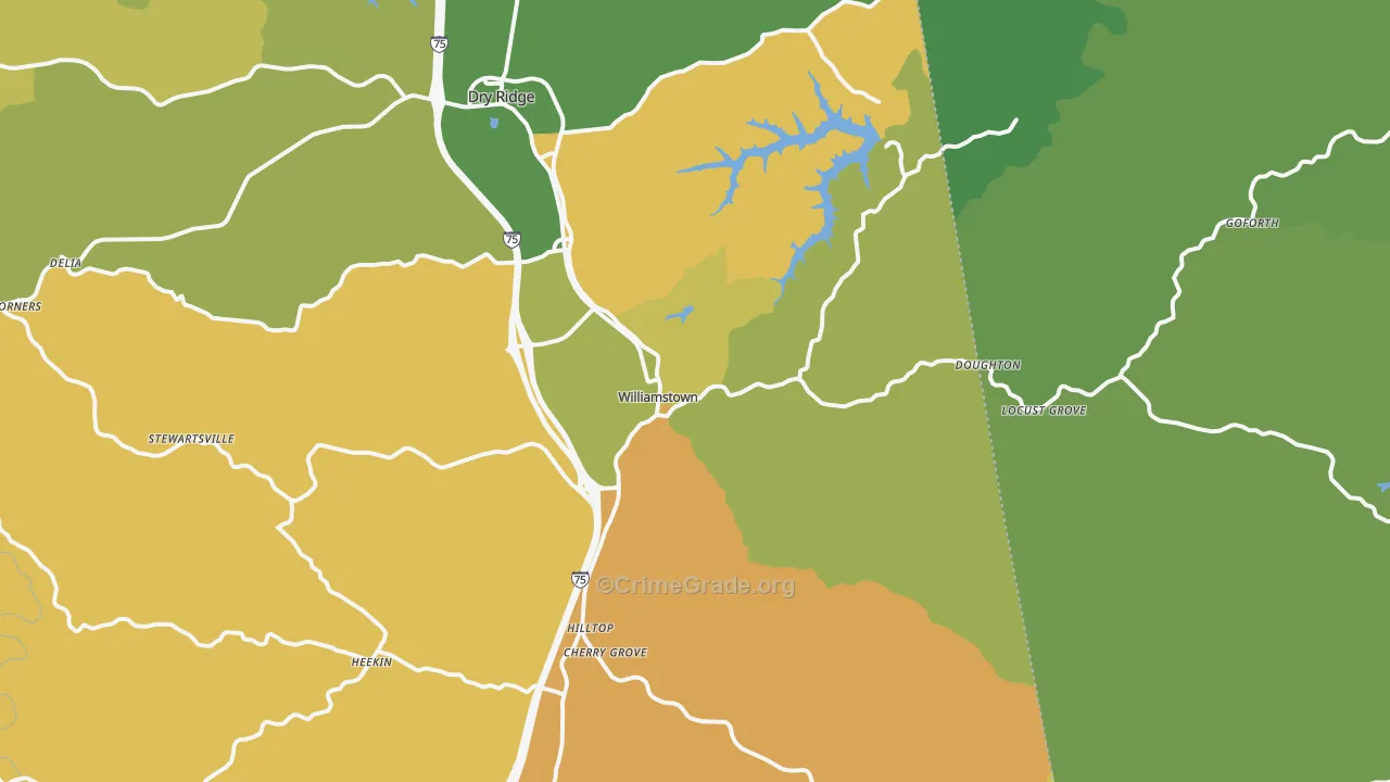 Williamstown, KY Map of Vehicle Theft Rates