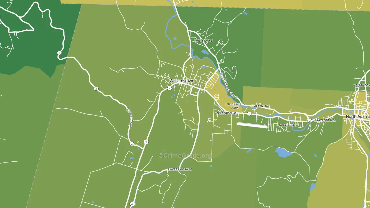 Williamstown, MA Map of Vehicle Theft Rates