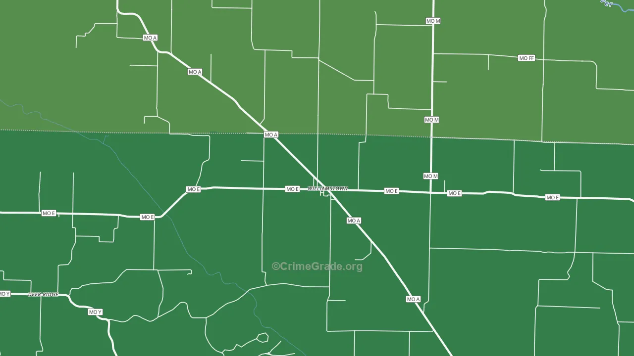 Williamstown, MO Map of Vehicle Theft Rates