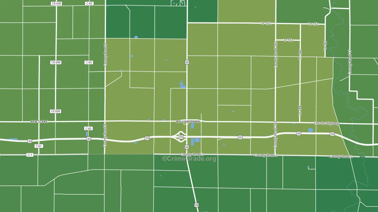 Williamstown, OH Map of Vehicle Theft Rates