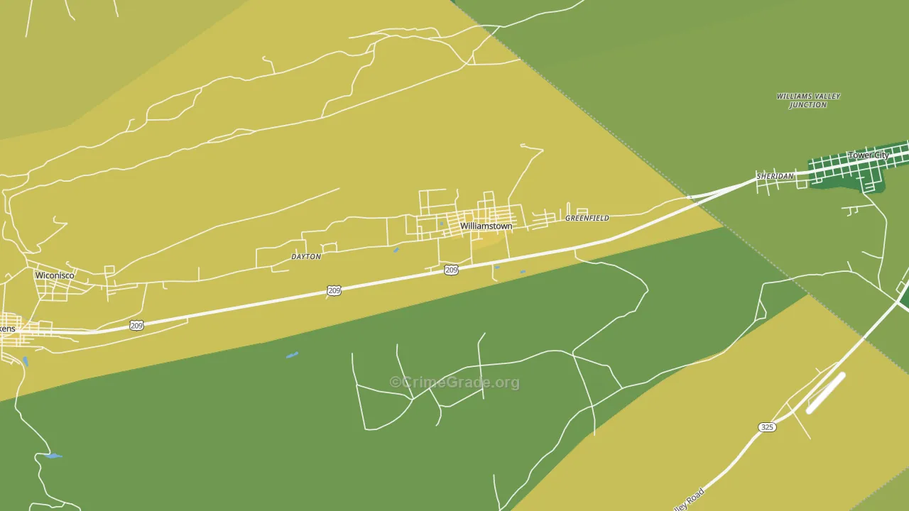Williamstown, PA Map of Vehicle Theft Rates