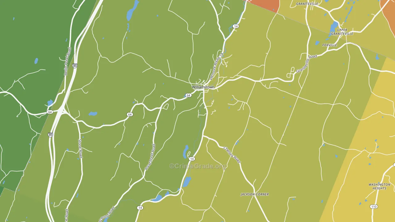 Williamstown, VT Map of Vehicle Theft Rates
