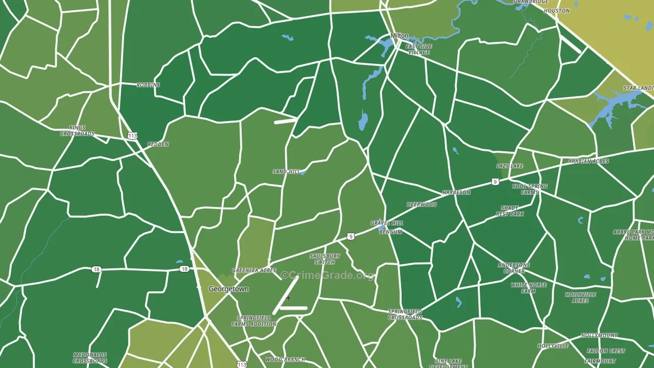 Williamsville, DE Map of Vehicle Theft Rates