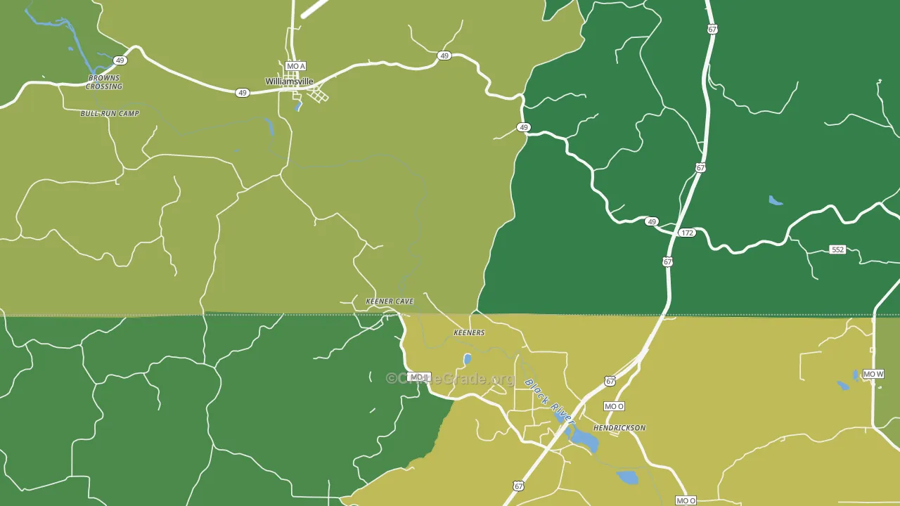 Williamsville, MO Map of Vehicle Theft Rates