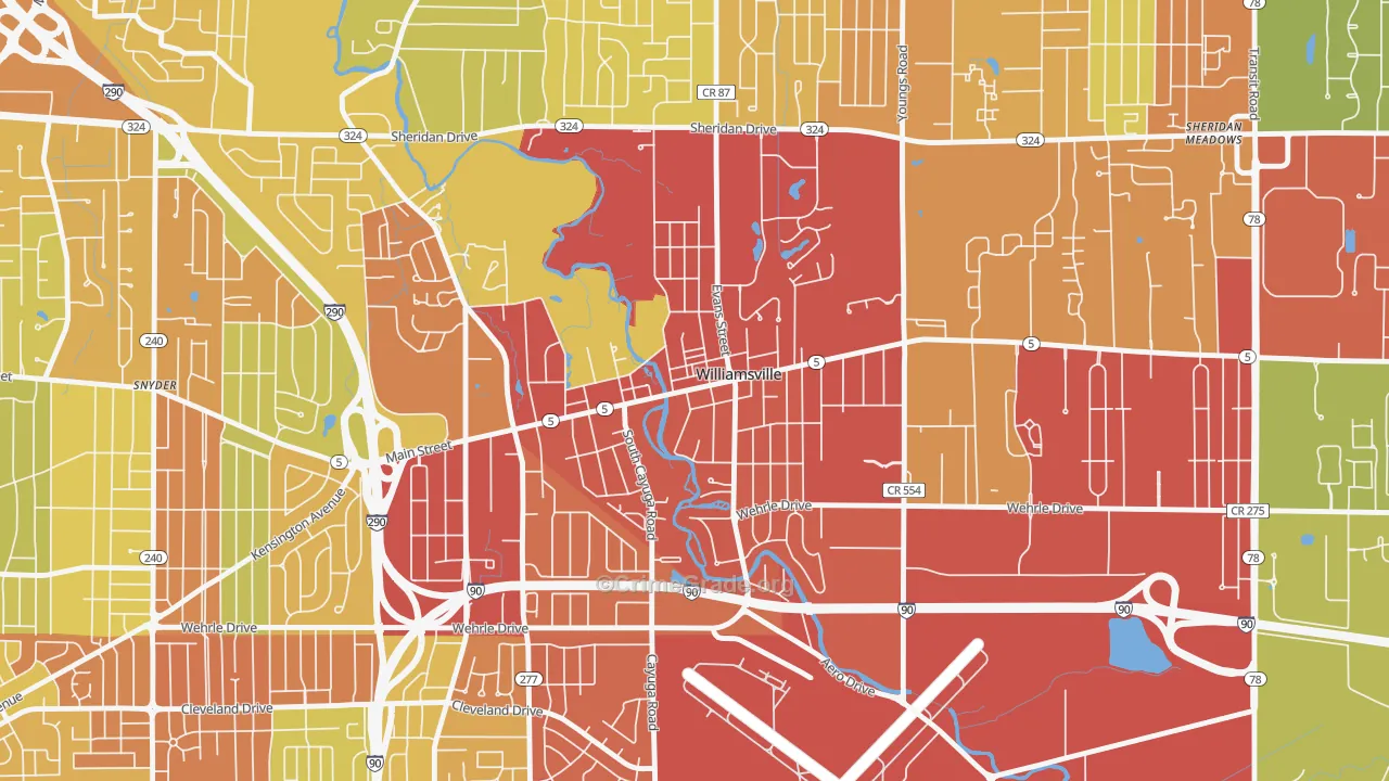 Williamsville, NY Map of Vehicle Theft Rates