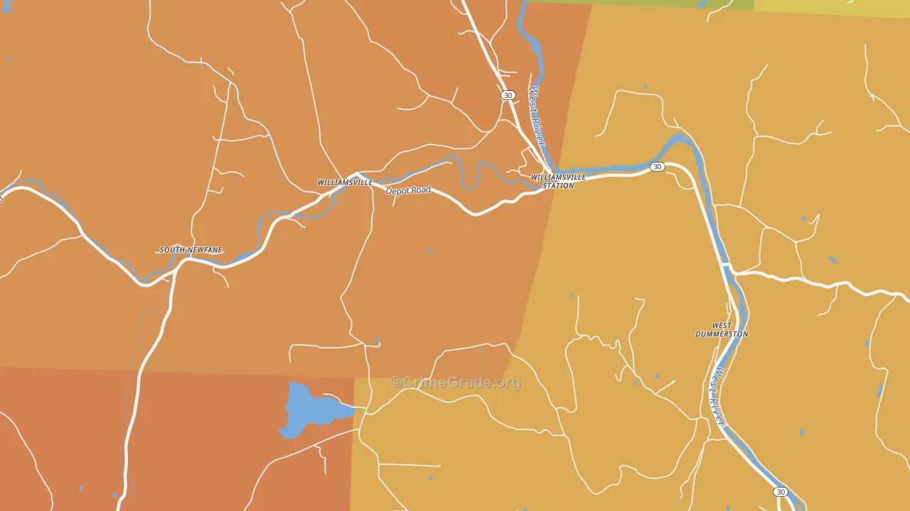 Williamsville, VT Map of Vehicle Theft Rates