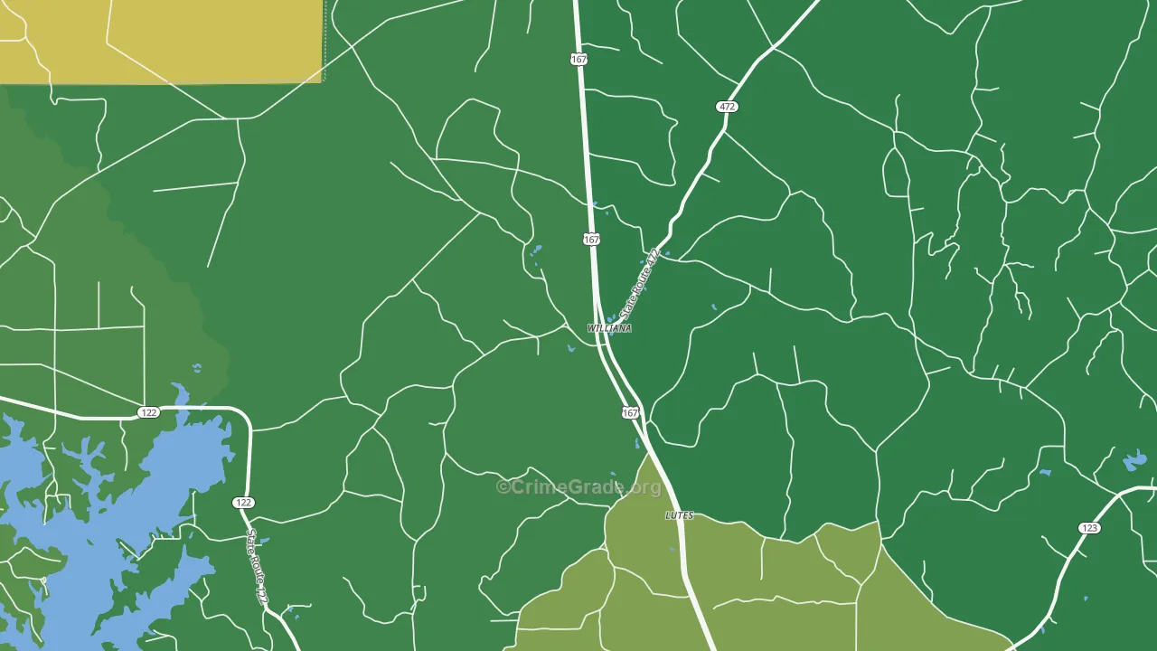 Williana, LA Map of Vehicle Theft Rates