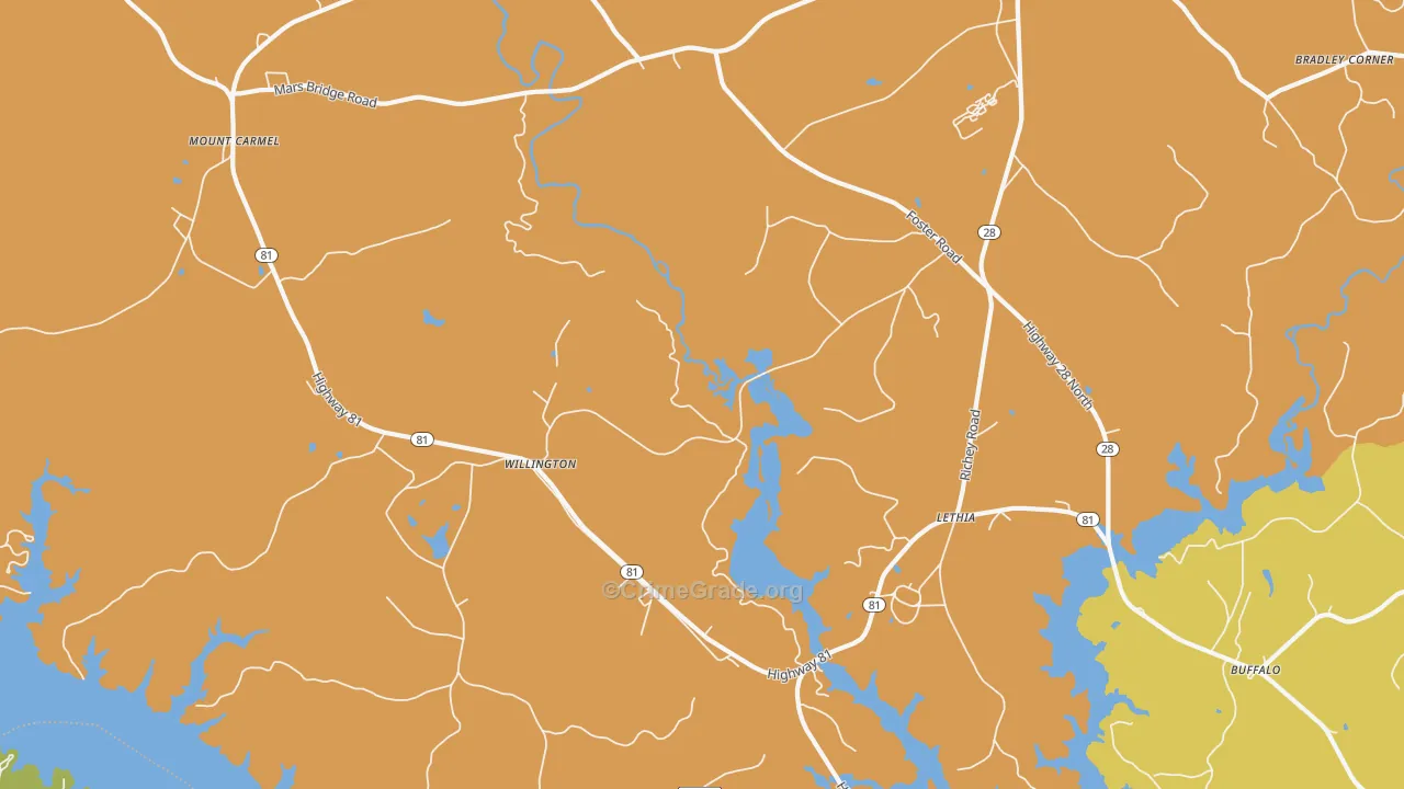 Willington, SC Map of Vehicle Theft Rates