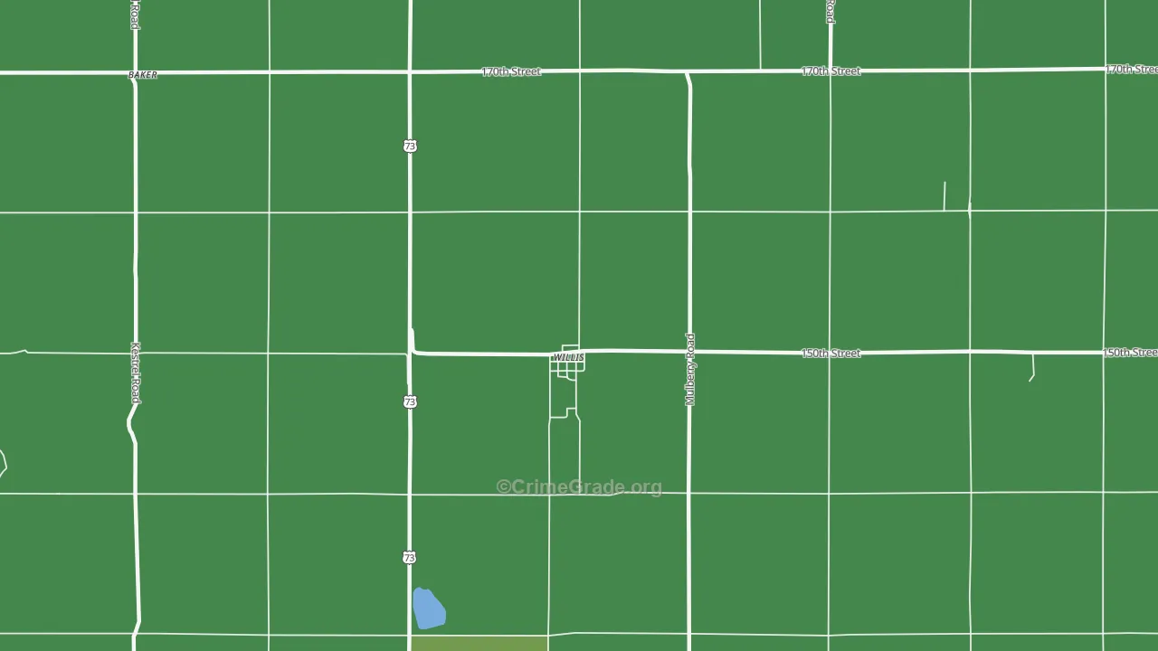 Willis, KS Map of Vehicle Theft Rates