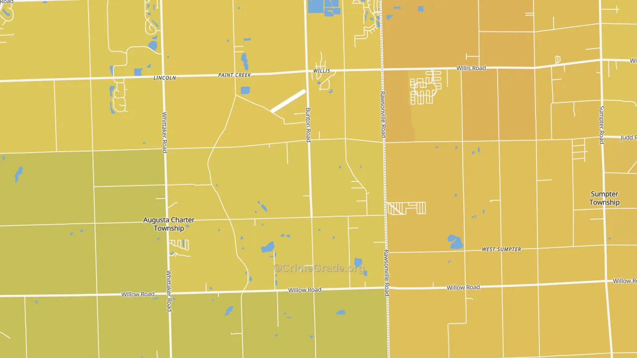 Willis, MI Map of Vehicle Theft Rates