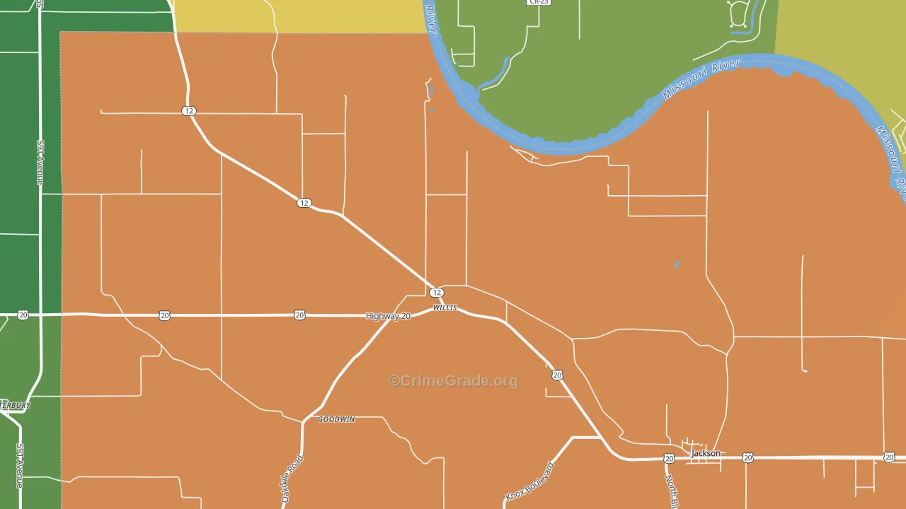 Willis, NE Map of Vehicle Theft Rates