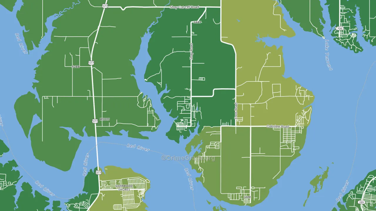 Willis, OK Map of Vehicle Theft Rates