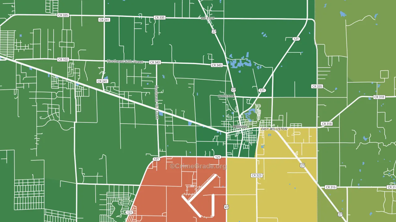 Williston, FL Map of Vehicle Theft Rates