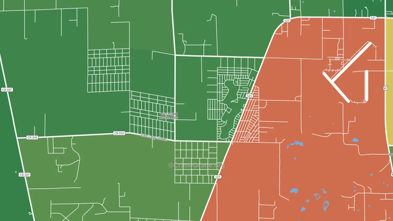 Williston Highlands, FL Map of Vehicle Theft Rates