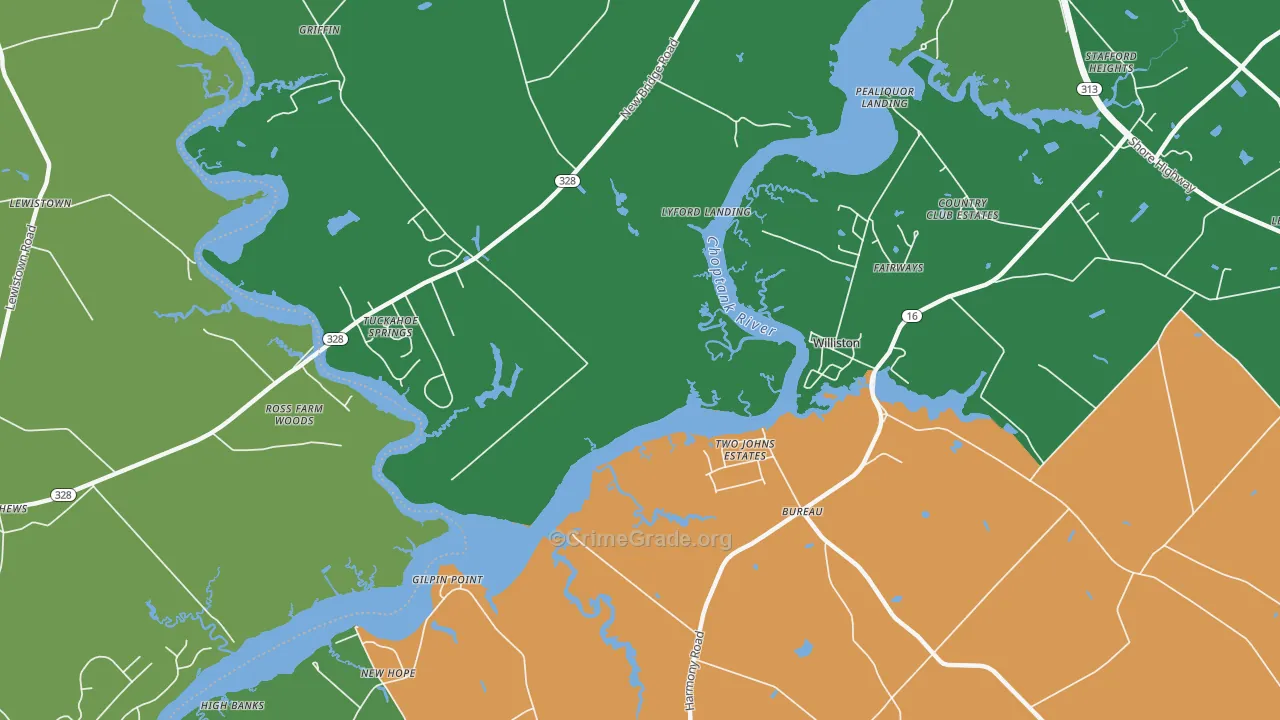 Williston, MD Map of Vehicle Theft Rates