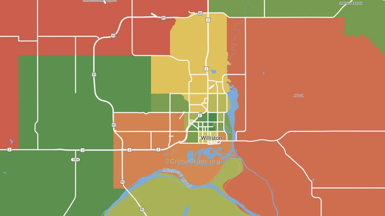 Williston, ND Map of Vehicle Theft Rates