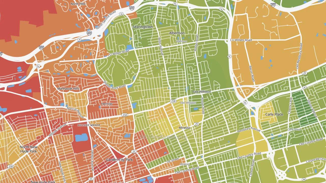 Williston Park, NY Map of Vehicle Theft Rates