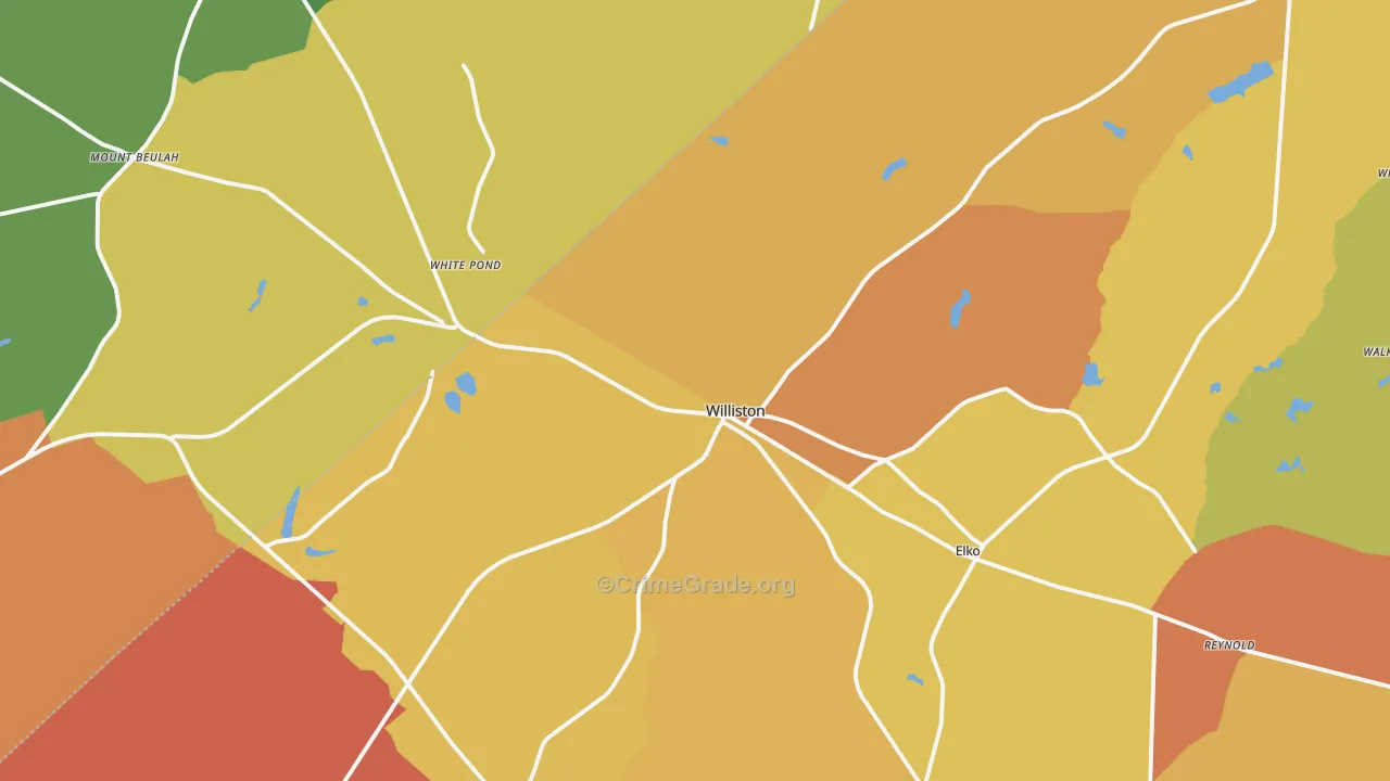 Williston, SC Map of Vehicle Theft Rates