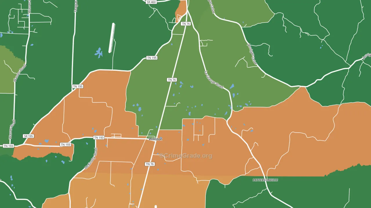 Williston, TN Map of Vehicle Theft Rates