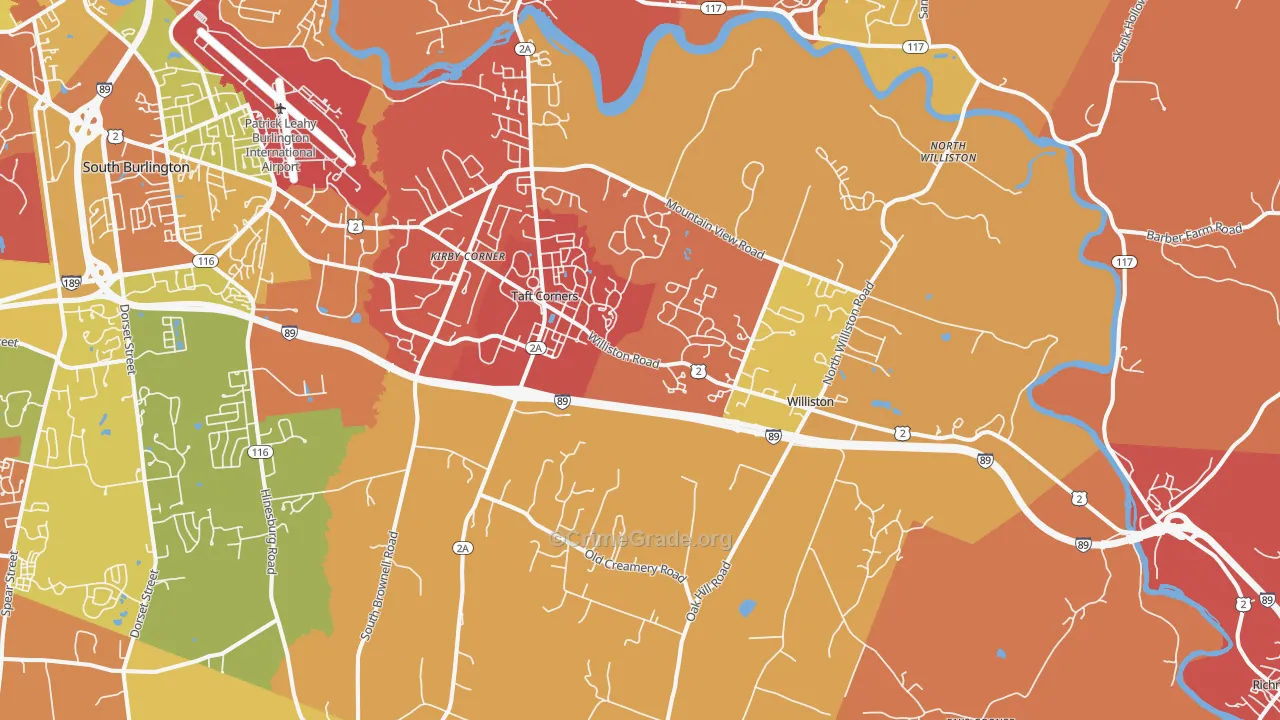 Williston, VT Map of Vehicle Theft Rates