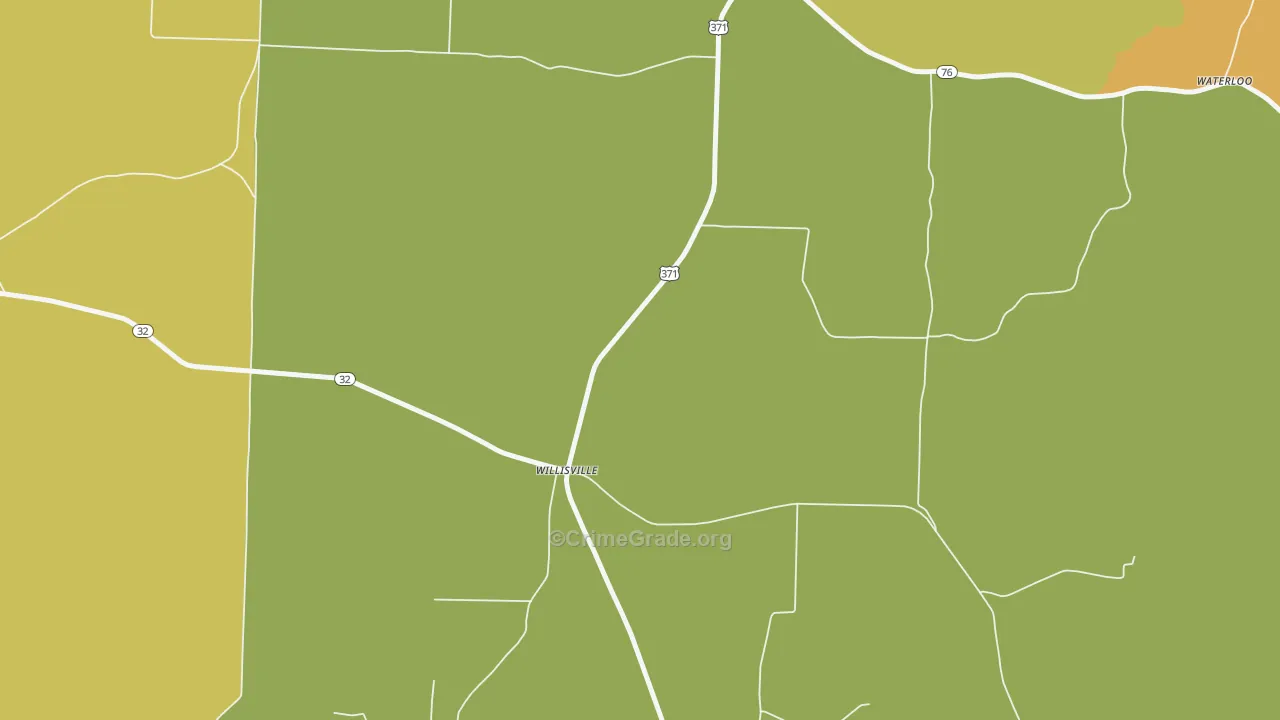 Willisville, AR Map of Vehicle Theft Rates