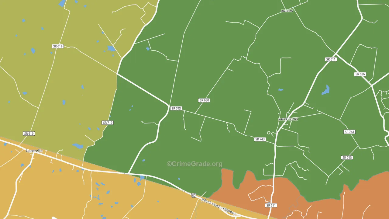 Willisville, VA Map of Vehicle Theft Rates