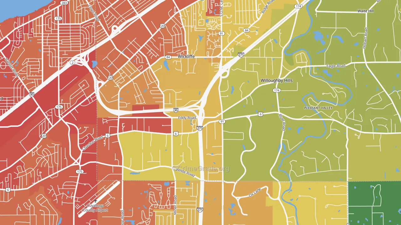 Willoughby Hills, OH Map of Vehicle Theft Rates