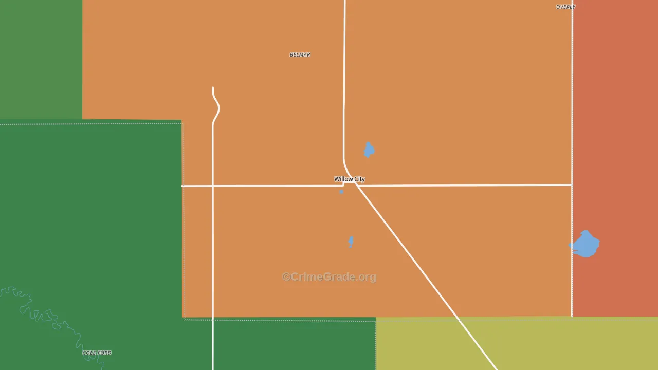 Willow City, ND Map of Vehicle Theft Rates