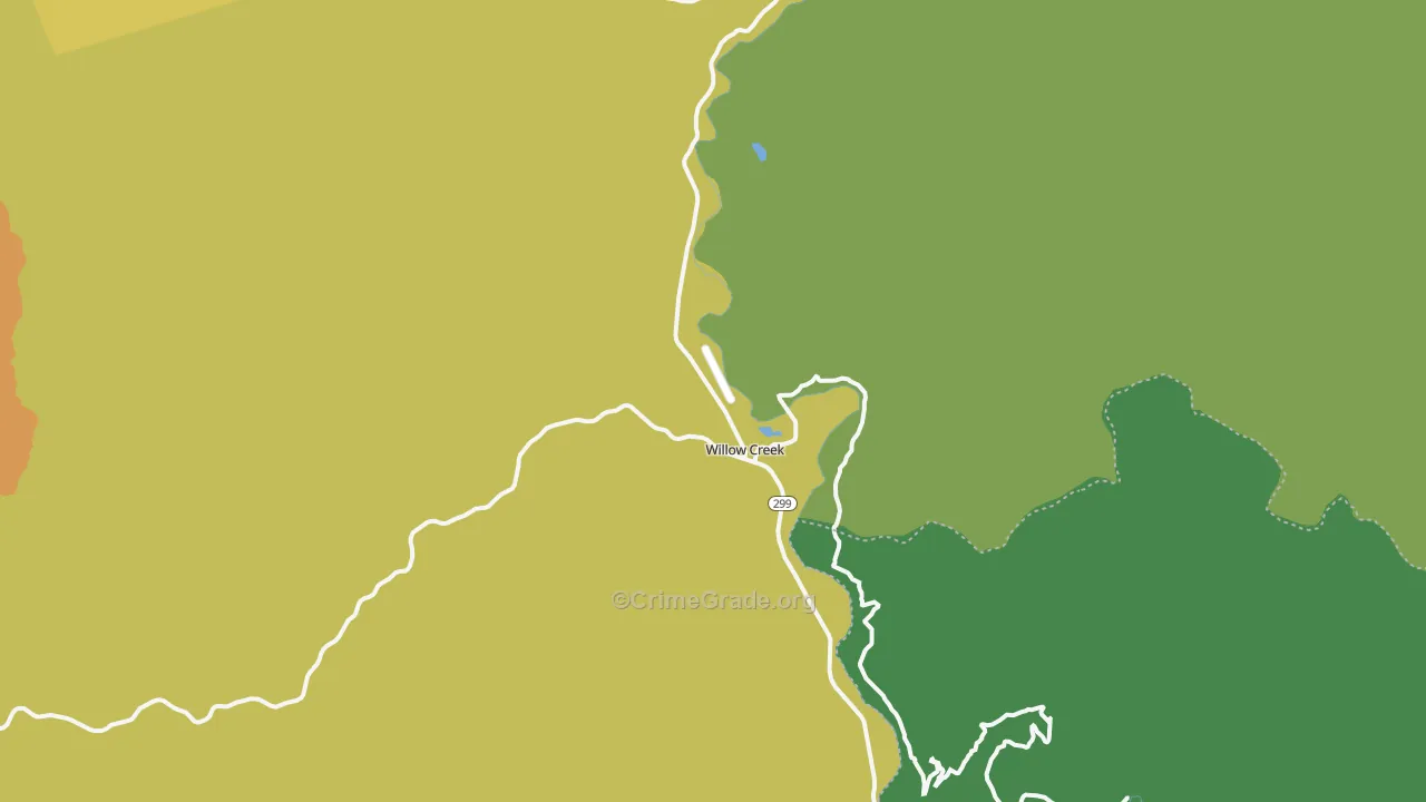 Willow Creek, CA Map of Vehicle Theft Rates