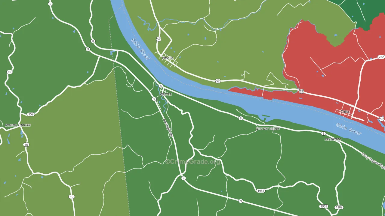 Willow Grove, KY Map of Vehicle Theft Rates