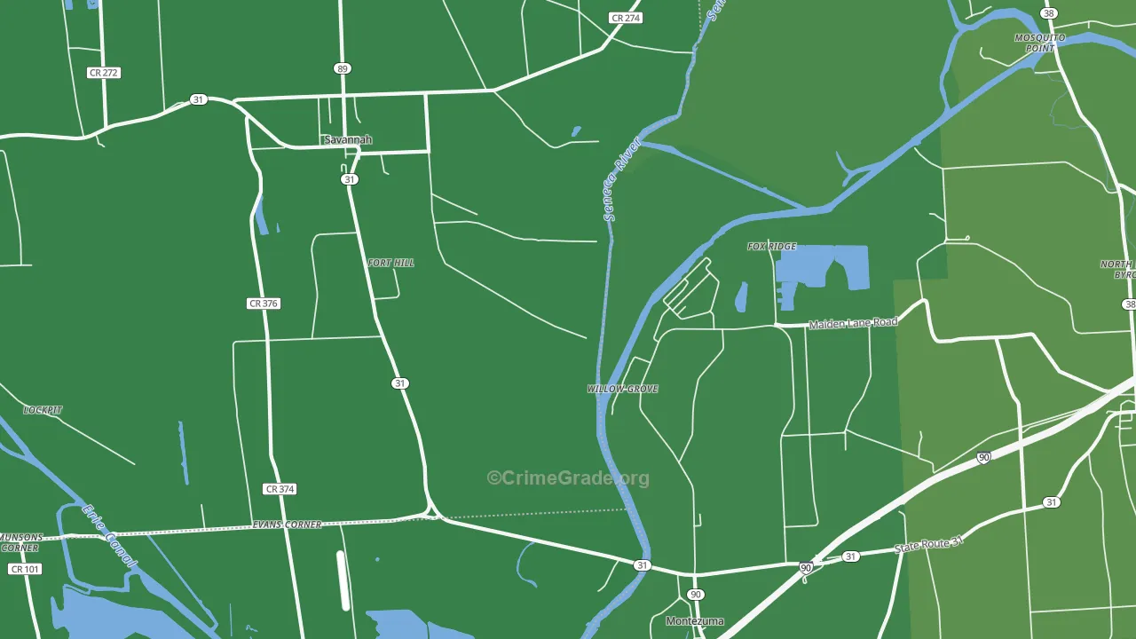 Willow Grove, NY Map of Vehicle Theft Rates