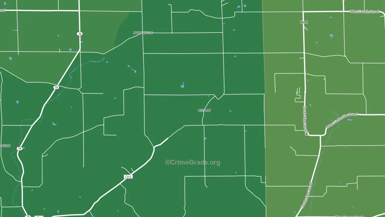 Willow, IL Map of Vehicle Theft Rates